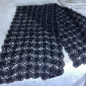 Halloween Black and silver table runner 66 inches by 15 glitter ribbon